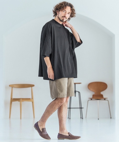 Magine（マージン）の「mt10396-Pinstripe Pattern Fabric T-Shirt Tシャツ(MGN-261-052)（Tシャツ/カットソー・メンズ・チャコール/ブラック・44/46/48）」の9枚目の写真