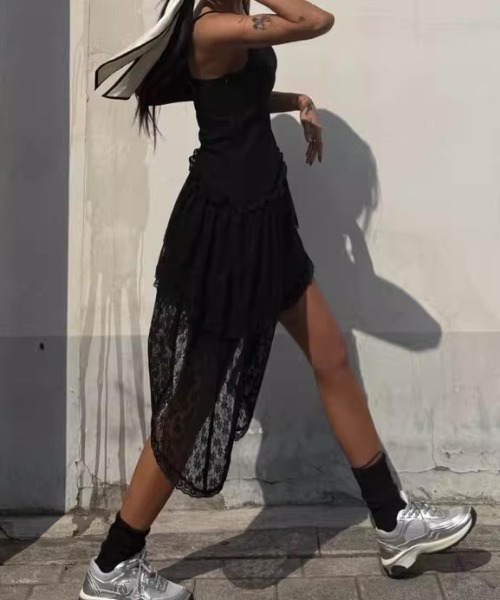 Teem Store(チームストア)の「2段フリルキャミレースワンピース(ワンピース・レディース・ホワイト/ブラック・F)」の17枚目の写真