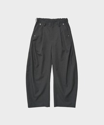 curve leg trousers/バレルレッグシルエット/ギャバジン/ウレタン加工/NVRFRGT