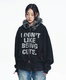 EASY NO EASY（イージーノーイージー）の「クロップファーフードジップアップ - ブラック（パーカー）」