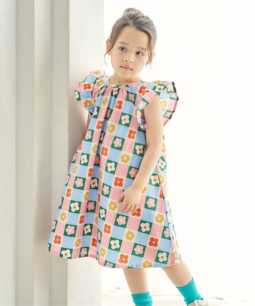 apres les cours(アプレレクール)の「【リンク/WEB限定】FUNNY総柄ワンピース(ワンピース・キッズ・サックスブルー/その他3/キナリ/ストライプ・80/90/100/110/120/130)」の1枚目の写真