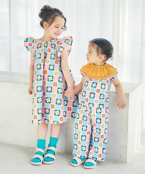 apres les cours(アプレレクール)の「【リンク/WEB限定】FUNNY総柄ワンピース(ワンピース・キッズ・サックスブルー/その他3/キナリ/ストライプ・80/90/100/110/120/130)」の9枚目の写真