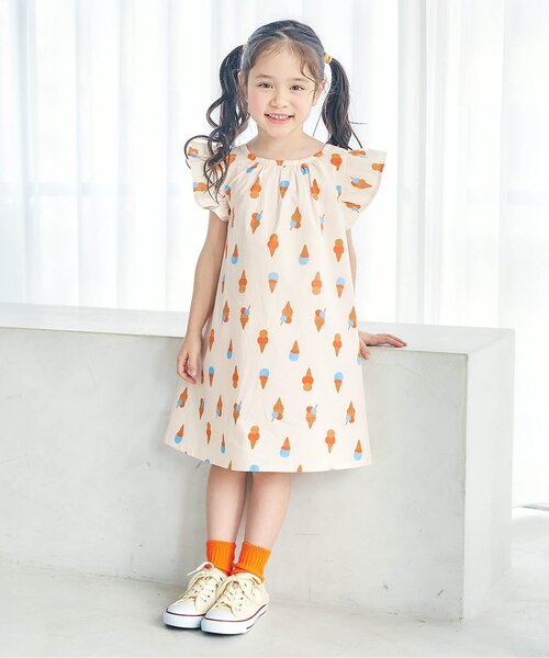 apres les cours(アプレレクール)の「【リンク/WEB限定】FUNNY総柄ワンピース(ワンピース・キッズ・サックスブルー/その他3/キナリ/ストライプ・80/90/100/110/120/130)」の11枚目の写真