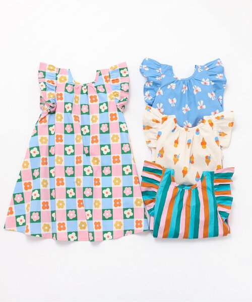 apres les cours(アプレレクール)の「【リンク/WEB限定】FUNNY総柄ワンピース(ワンピース・キッズ・サックスブルー/その他3/キナリ/ストライプ・80/90/100/110/120/130)」の14枚目の写真