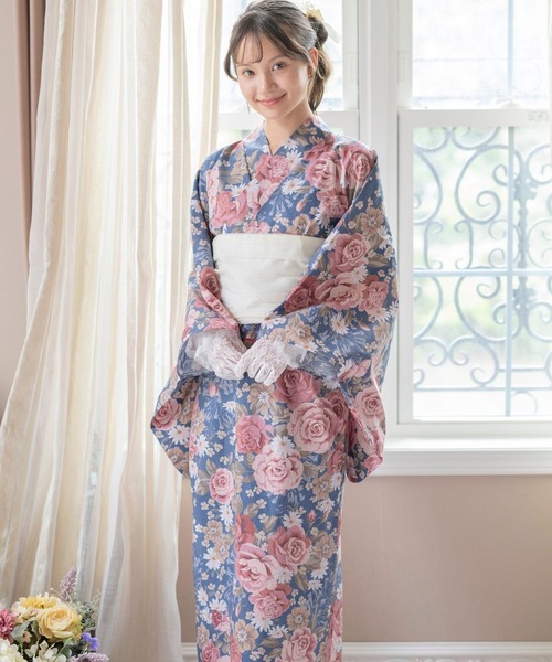 Catherine Cottage(キャサリンコテージ)の「背中ファスナー シワ兵児帯一体型ゆかた(lady's)(浴衣・レディース・ブラック系/ピンク系3/ブルー/サックスブルー系/パープル系1/パープル系3/ブラック系3・S/L/M)」の19枚目の写真