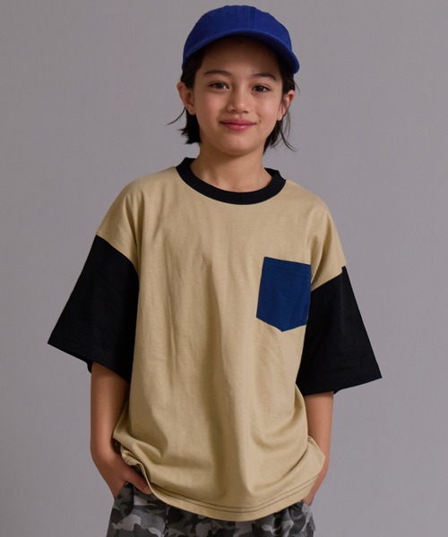 PAIRMANON STREET(ペアマノンストリート)の「【90-160cm】【綿100%】吸水速乾 ポケット半袖T【PAIRMANON STREET】(Tシャツ/カットソー・キッズ・ホワイト系その他/ベージュ系その他/グリーン/ブラック/ピンク系その他/オフホワイト・100/110/120/130/140/150/160/90)」の4枚目の写真