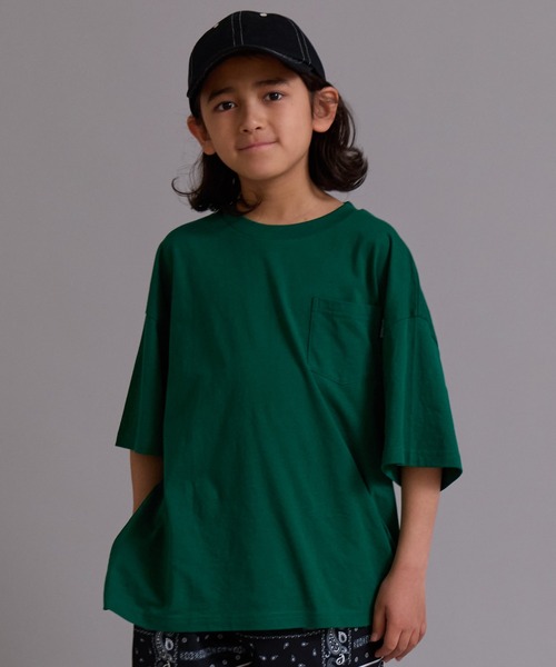PAIRMANON STREET(ペアマノンストリート)の「【90-160cm】【綿100%】吸水速乾 ポケット半袖T【PAIRMANON STREET】(Tシャツ/カットソー・キッズ・ホワイト系その他/ベージュ系その他/グリーン/ブラック/ピンク系その他/オフホワイト・100/110/120/130/140/150/160/90)」の5枚目の写真