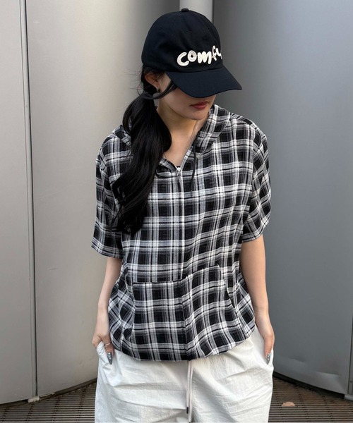 sedacle(セダクル)の「チェックシアージップパーカー(パーカー・メンズ・ブラック/ネイビー・SMALL/MEDIUM/LARGE)」の3枚目の写真