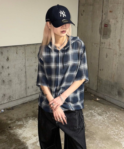 sedacle(セダクル)の「チェックシアージップパーカー(パーカー・メンズ・ブラック/ネイビー・SMALL/MEDIUM/LARGE)」の17枚目の写真