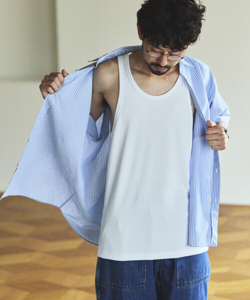 FREAK'S STORE(フリークスストア)の「AIRDRY FUNCTIONAL リブ編み タンクトップ/エアドライ ポリエステル/吸水速乾/遮熱性/UVカット(タンクトップ・メンズ・ホワイト/チャコールグレー/ブラック・SMALL/MEDIUM/LARGE)」の16枚目の写真