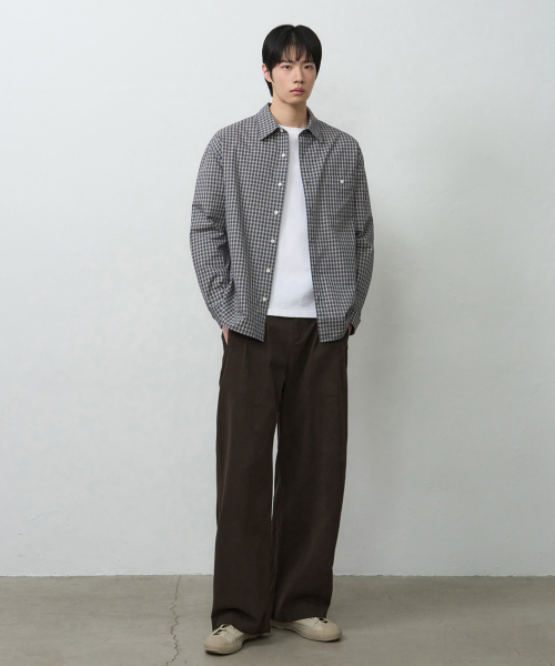 DRAW FIT（ドローフィット）の「ロウェン ワンポケット クロップチェックシャツ [VINTAGE BLUE]（シャツ/ブラウス・メンズ・その他・M/L/XL）」の3枚目の写真