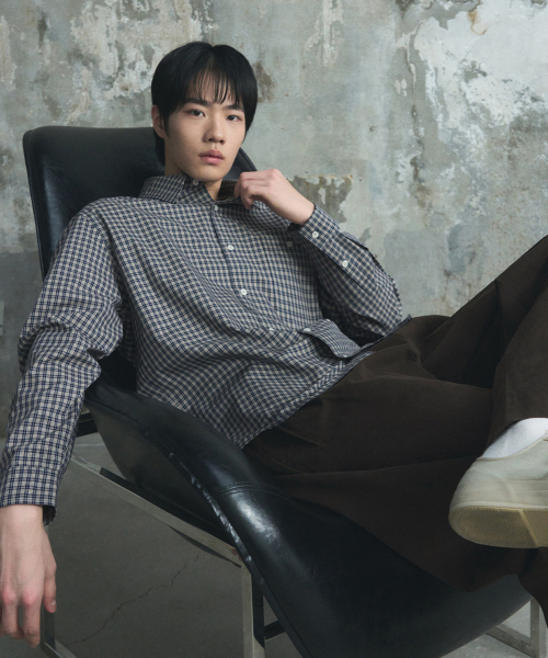 DRAW FIT（ドローフィット）の「ロウェン ワンポケット クロップチェックシャツ [VINTAGE BLUE]（シャツ/ブラウス・メンズ・その他・M/L/XL）」の4枚目の写真