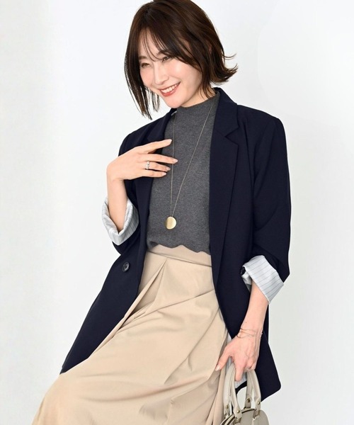 Ehre style(エーレスタイル)の「Ehre styleオリジナル -5kg見え!?妥協なしジャケット(テーラードジャケット・レディース・ブラック/ネイビー・FREE)」の1枚目の写真