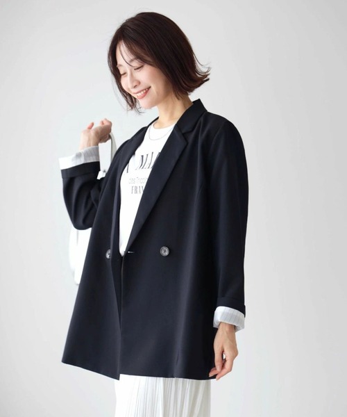 Ehre style(エーレスタイル)の「Ehre styleオリジナル -5kg見え!?妥協なしジャケット(テーラードジャケット・レディース・ブラック/ネイビー・FREE)」の4枚目の写真
