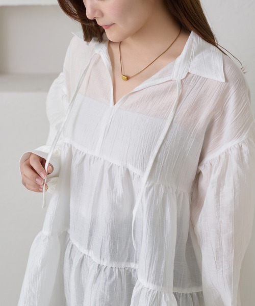 apres jour clair(アプレジュールクレア)の「【apres jour clair】ティアードチュニックブラウス(シャツ/ブラウス・レディース・オフホワイト/ミント/ブラック・X-LARGE/フリー)」の19枚目の写真