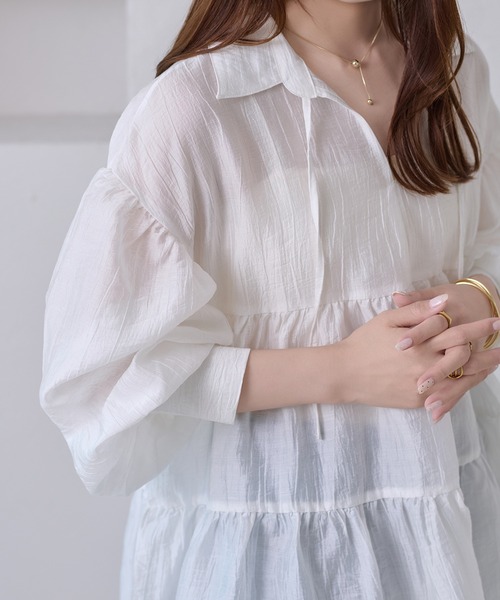 apres jour clair(アプレジュールクレア)の「【apres jour clair】ティアードチュニックブラウス(シャツ/ブラウス・レディース・オフホワイト/ミント/ブラック・X-LARGE/フリー)」の10枚目の写真