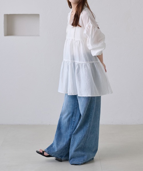 apres jour clair(アプレジュールクレア)の「【apres jour clair】ティアードチュニックブラウス(シャツ/ブラウス・レディース・オフホワイト/ミント/ブラック・X-LARGE/フリー)」の12枚目の写真