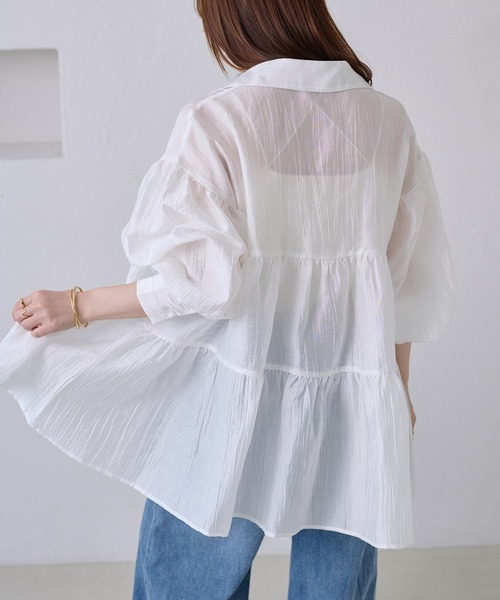 apres jour clair(アプレジュールクレア)の「【apres jour clair】ティアードチュニックブラウス(シャツ/ブラウス・レディース・オフホワイト/ミント/ブラック・X-LARGE/フリー)」の9枚目の写真