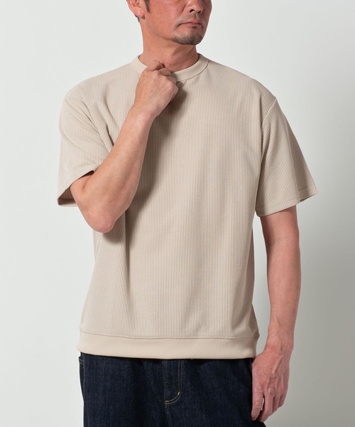 BAYBLO(ベイブロ)の「(SA) ワッフル ワイド 無地 半袖 Tシャツ(Tシャツ/カットソー・メンズ・ブラック/グレー/ネイビー/カーキ/アイボリー・LL/L/M)」の2枚目の写真
