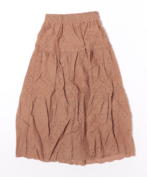 P.V.T(ピーブイティー)の「コットンレースティアードスカート(スカート・レディース・White/キャメル/Black・M)」の9枚目の写真
