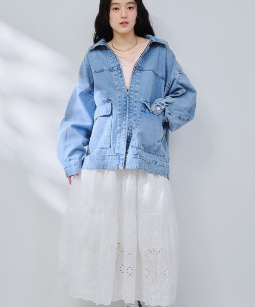 P.V.T(ピーブイティー)の「コットンレースティアードスカート(スカート・レディース・White/キャメル/Black・M)」の11枚目の写真