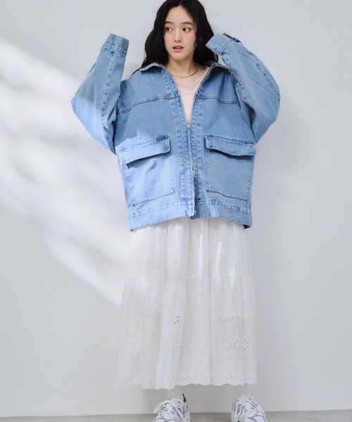 P.V.T(ピーブイティー)の「コットンレースティアードスカート(スカート・レディース・White/キャメル/Black・M)」の13枚目の写真