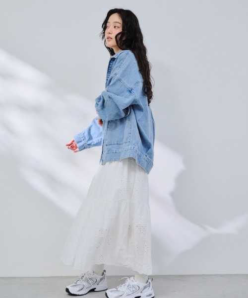 P.V.T(ピーブイティー)の「コットンレースティアードスカート(スカート・レディース・White/キャメル/Black・M)」の14枚目の写真