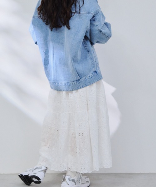 P.V.T(ピーブイティー)の「コットンレースティアードスカート(スカート・レディース・White/キャメル/Black・M)」の15枚目の写真
