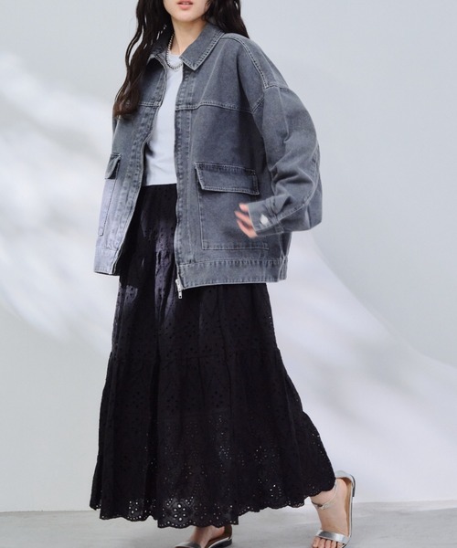 P.V.T(ピーブイティー)の「コットンレースティアードスカート(スカート・レディース・White/キャメル/Black・M)」の16枚目の写真