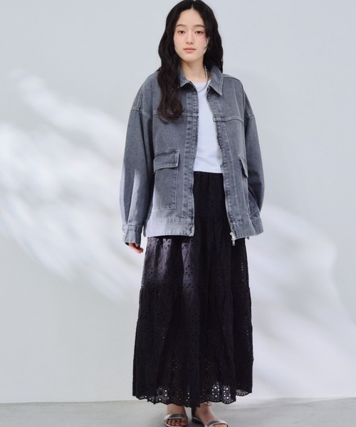 P.V.T(ピーブイティー)の「コットンレースティアードスカート(スカート・レディース・White/キャメル/Black・M)」の17枚目の写真