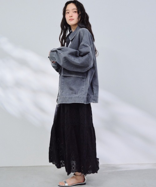 P.V.T(ピーブイティー)の「コットンレースティアードスカート(スカート・レディース・White/キャメル/Black・M)」の18枚目の写真