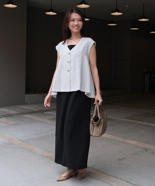 Chez toi(シェトワ)の「【ITAMI企画】ツイードベスト×ノースリワンピース(ワンピース・レディース・ホワイト・LARGE/MEDIUM/SMALL)」の5枚目の写真