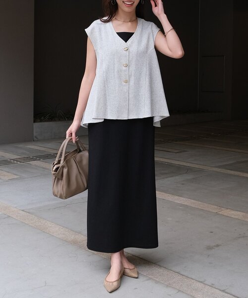 Chez toi(シェトワ)の「【ITAMI企画】ツイードベスト×ノースリワンピース(ワンピース・レディース・ホワイト・LARGE/MEDIUM/SMALL)」の6枚目の写真