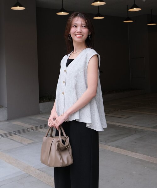 Chez toi(シェトワ)の「【ITAMI企画】ツイードベスト×ノースリワンピース(ワンピース・レディース・ホワイト・LARGE/MEDIUM/SMALL)」の7枚目の写真