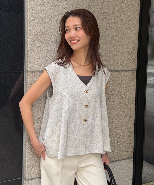 Chez toi(シェトワ)の「【ITAMI企画】ツイードベスト×ノースリワンピース(ワンピース・レディース・ホワイト・LARGE/MEDIUM/SMALL)」の11枚目の写真