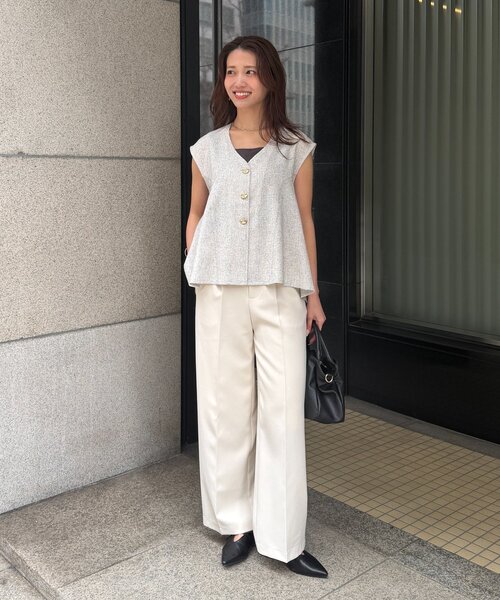 Chez toi(シェトワ)の「【ITAMI企画】ツイードベスト×ノースリワンピース(ワンピース・レディース・ホワイト・LARGE/MEDIUM/SMALL)」の13枚目の写真