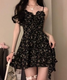 セール】Back ribbon flare mini onepiece（ワンピース）｜M me eme