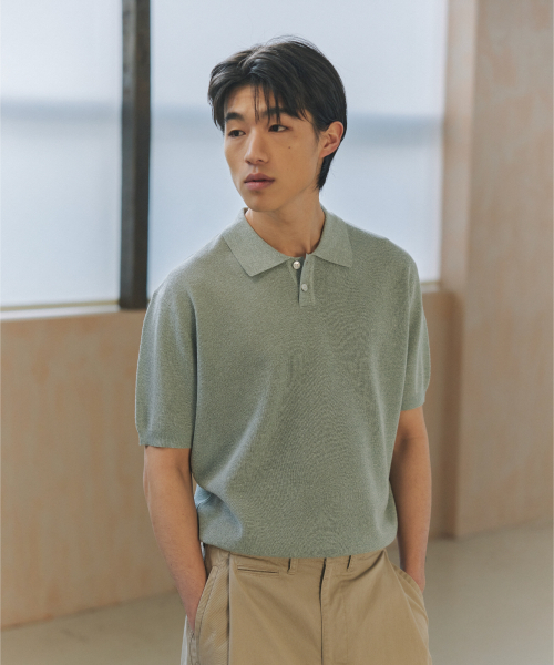 NONBLANK(ノンブランク)の「リネンクールタッチカラーニット_LIGHT GREEN(ポロシャツ・メンズ・ライトグリーン・MEDIUM/LARGE/X-LARGE)」の14枚目の写真