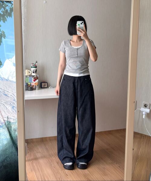 DECET WOMEN（デケット ウーマン）の「[リネンライク]リネンライクバレルジーンズ DCWPT029CPINDIGO（デニムパンツ・レディース・その他・X-SMALL/SMALL/MEDIUM/LARGE）」の14枚目の写真