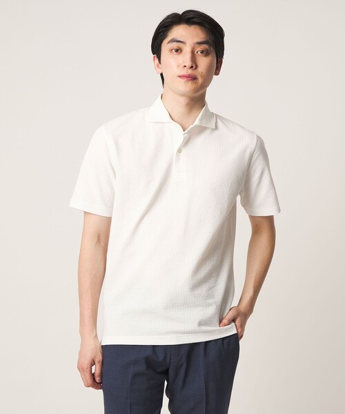 A DAY IN THE LIFE UNITED ARROWS(アデイインザライフユナイテッドアローズ)の「サッカー ワイドカラー ポロシャツ-吸水速乾-<A DAY IN THE LIFE>(Tシャツ/カットソー・メンズ・ネイビー/ブラック/ロイヤルブルー/ホワイト・M/XL/L/S)」の2枚目の写真