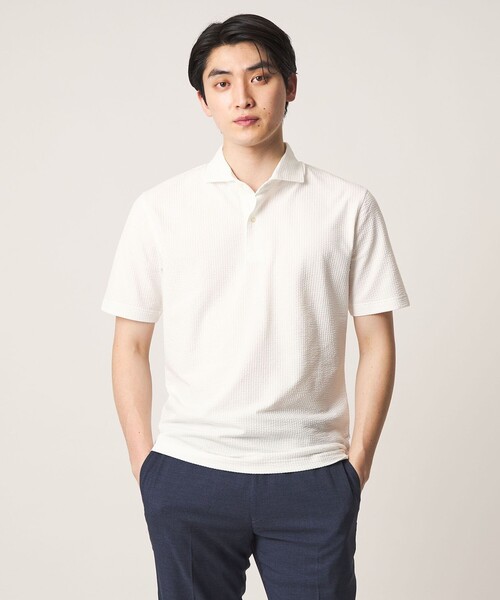 A DAY IN THE LIFE UNITED ARROWS(アデイインザライフユナイテッドアローズ)の「サッカー ワイドカラー ポロシャツ-吸水速乾-<A DAY IN THE LIFE>(Tシャツ/カットソー・メンズ・ネイビー/ブラック/ロイヤルブルー/ホワイト・M/XL/L/S)」の5枚目の写真