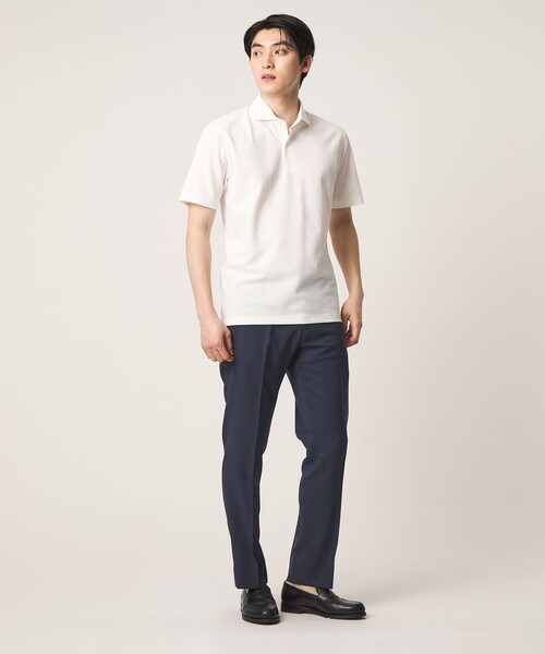 A DAY IN THE LIFE UNITED ARROWS(アデイインザライフユナイテッドアローズ)の「サッカー ワイドカラー ポロシャツ-吸水速乾-<A DAY IN THE LIFE>(Tシャツ/カットソー・メンズ・ネイビー/ブラック/ロイヤルブルー/ホワイト・M/XL/L/S)」の6枚目の写真
