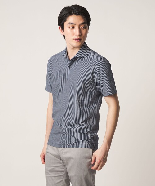 A DAY IN THE LIFE UNITED ARROWS(アデイインザライフユナイテッドアローズ)の「サッカー ワイドカラー ポロシャツ-吸水速乾-<A DAY IN THE LIFE>(Tシャツ/カットソー・メンズ・ネイビー/ブラック/ロイヤルブルー/ホワイト・M/XL/L/S)」の8枚目の写真