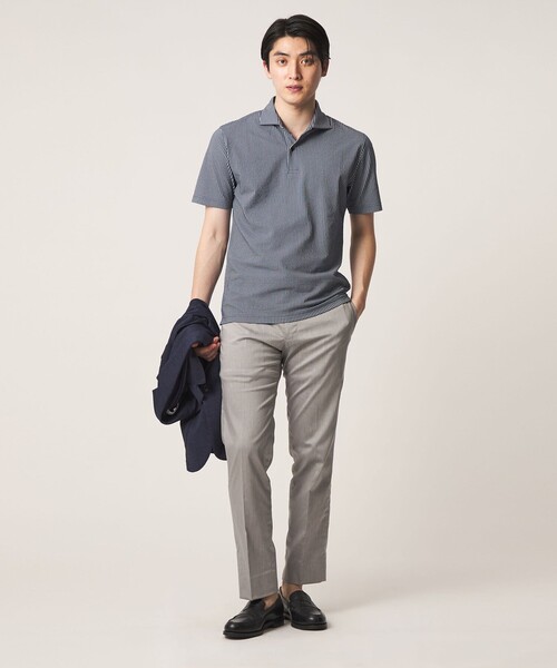 A DAY IN THE LIFE UNITED ARROWS(アデイインザライフユナイテッドアローズ)の「サッカー ワイドカラー ポロシャツ-吸水速乾-<A DAY IN THE LIFE>(Tシャツ/カットソー・メンズ・ネイビー/ブラック/ロイヤルブルー/ホワイト・M/XL/L/S)」の9枚目の写真