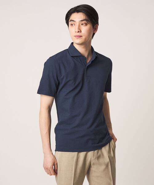A DAY IN THE LIFE UNITED ARROWS(アデイインザライフユナイテッドアローズ)の「サッカー ワイドカラー ポロシャツ-吸水速乾-<A DAY IN THE LIFE>(Tシャツ/カットソー・メンズ・ネイビー/ブラック/ロイヤルブルー/ホワイト・M/XL/L/S)」の11枚目の写真