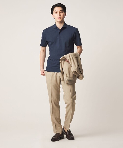 A DAY IN THE LIFE UNITED ARROWS(アデイインザライフユナイテッドアローズ)の「サッカー ワイドカラー ポロシャツ-吸水速乾-<A DAY IN THE LIFE>(Tシャツ/カットソー・メンズ・ネイビー/ブラック/ロイヤルブルー/ホワイト・M/XL/L/S)」の12枚目の写真
