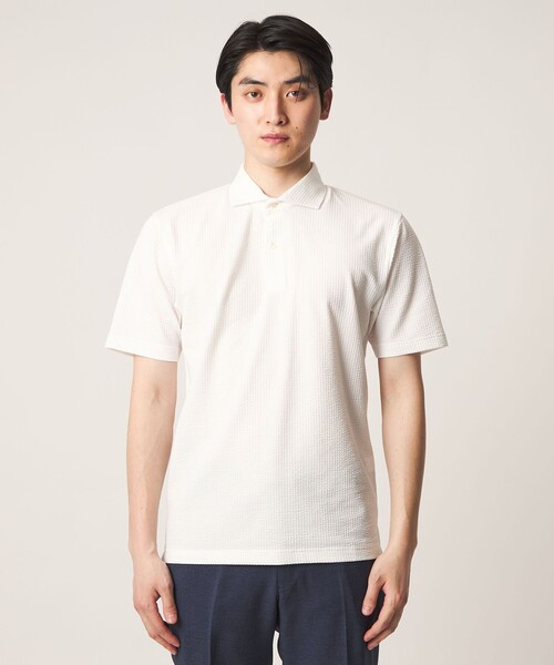 A DAY IN THE LIFE UNITED ARROWS(アデイインザライフユナイテッドアローズ)の「サッカー ワイドカラー ポロシャツ-吸水速乾-<A DAY IN THE LIFE>(Tシャツ/カットソー・メンズ・ネイビー/ブラック/ロイヤルブルー/ホワイト・M/XL/L/S)」の14枚目の写真