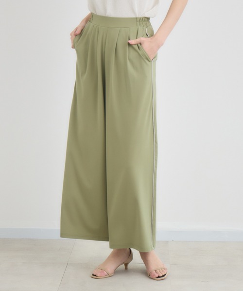 KATHARINE ROSS(キャサリンロス)の「【COOL/UV/ウォッシャブル】サイドラインワイドパンツ(その他パンツ・レディース・ブラック/カーキ・FREE)」の1枚目の写真