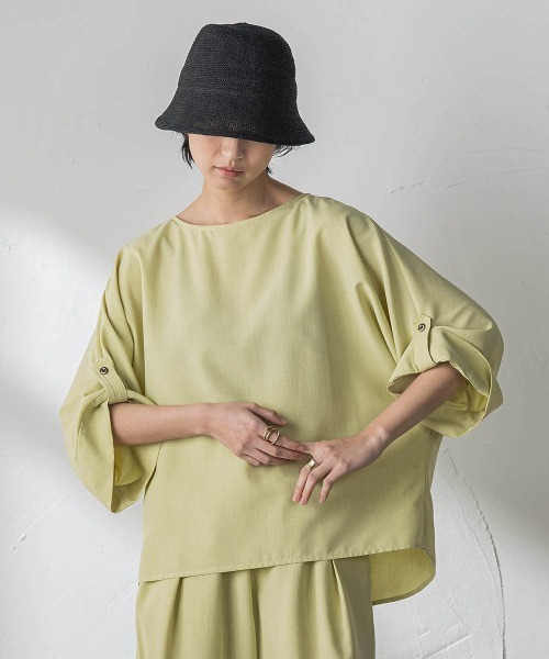MAYSON GREY(メイソングレイ)の「【一瞬で楽とキレイを叶える】タンブラーブッチャーロールアップブラウス≪セットアップ対応≫(シャツ/ブラウス・レディース・イエロー/ブラウン/ブラック/ベージュ・M)」の4枚目の写真