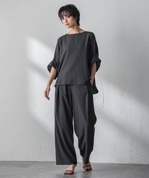 MAYSON GREY(メイソングレイ)の「【一瞬で楽とキレイを叶える】タンブラーブッチャーロールアップブラウス≪セットアップ対応≫(シャツ/ブラウス・レディース・イエロー/ブラウン/ブラック/ベージュ・M)」の7枚目の写真